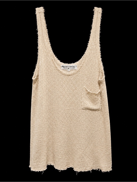 Project Social T Tops - Project Social T Oatmeal Slub Knit Raw Edge Tank top size S made in Los Angeles